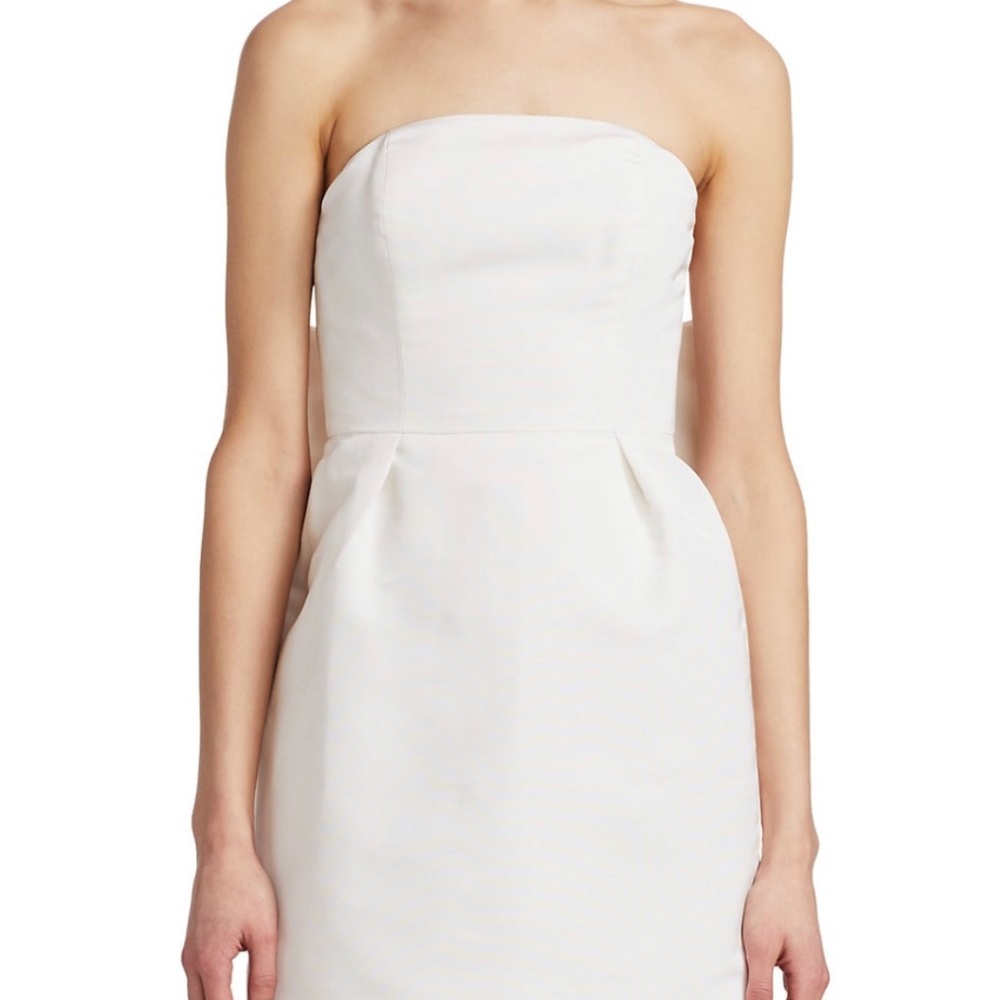 ALEXIA MARIA SILK FAILLE BOW-BACK MINIDRESS
